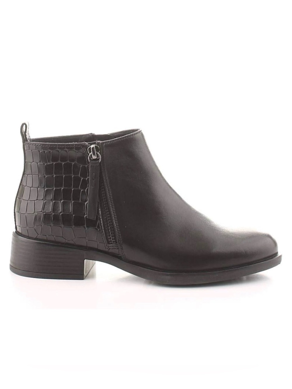 Geox Resia Black Leather Croc-Embossed Ankle Boots - Size 8